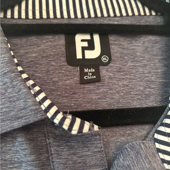 FootJoy FJ Golf Polo Shirt Men’s XL Gray Heather Stripe Collar PGC Logo - Picture 3 of 7